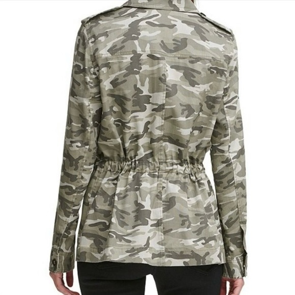 DKNY Jeans Camo Utility Denim Jacket (Rosemary I)2X Green 27”chest 32” long NWOT - Picture 3 of 7